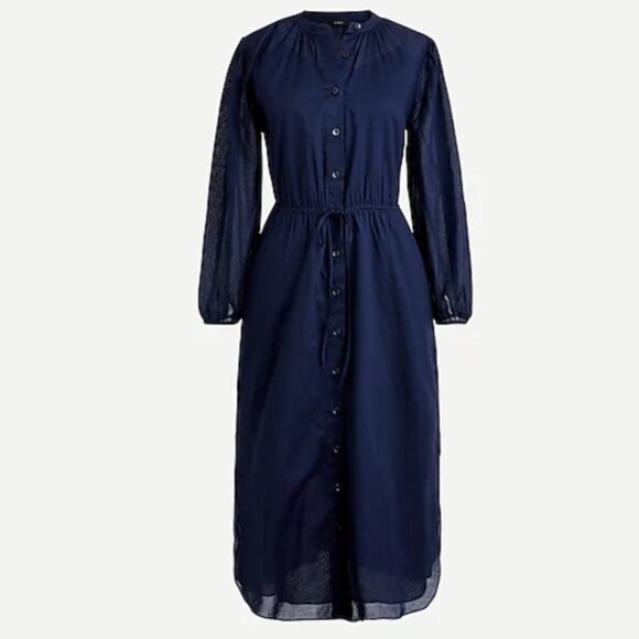 J. Crew Dresses & Skirts - J Crew Petite Tie-waist cotton voile midi dress navy